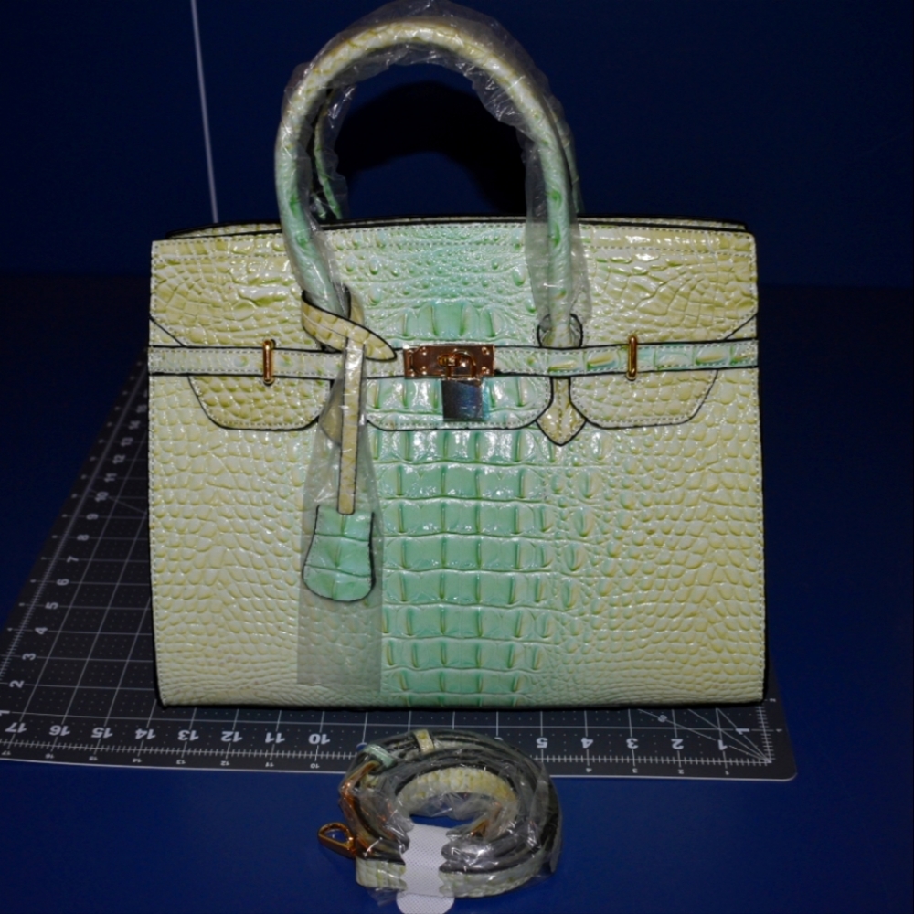 Green Ombre Bag with lock design